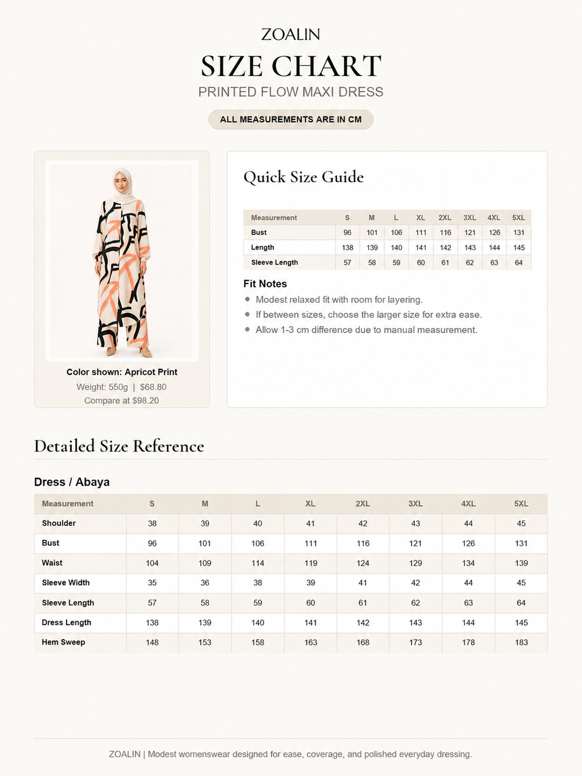 ZOALIN-GALLERY-UNIFIED-1200X1600-20260711-P03-08 | Printed Flow Tunic & Wide-Leg Pants Set | Size chart